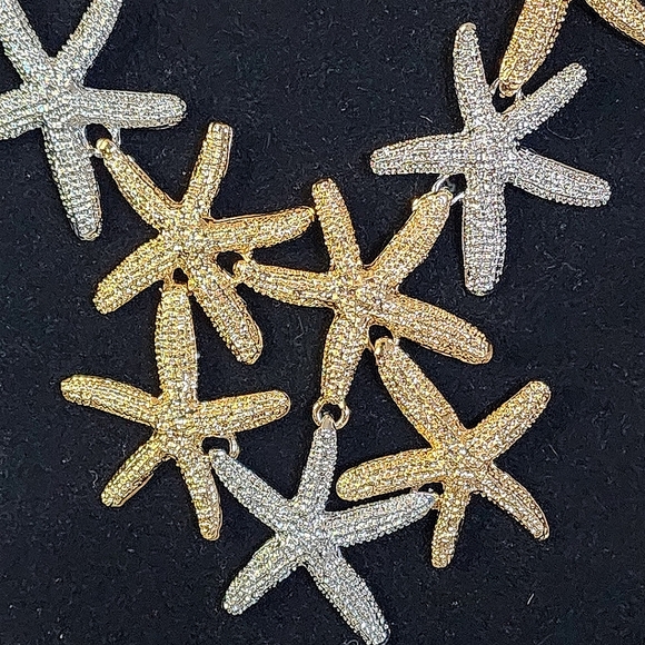 Statement Gold and Silver Starfish Necklace Set New - Picture 4 of 9
